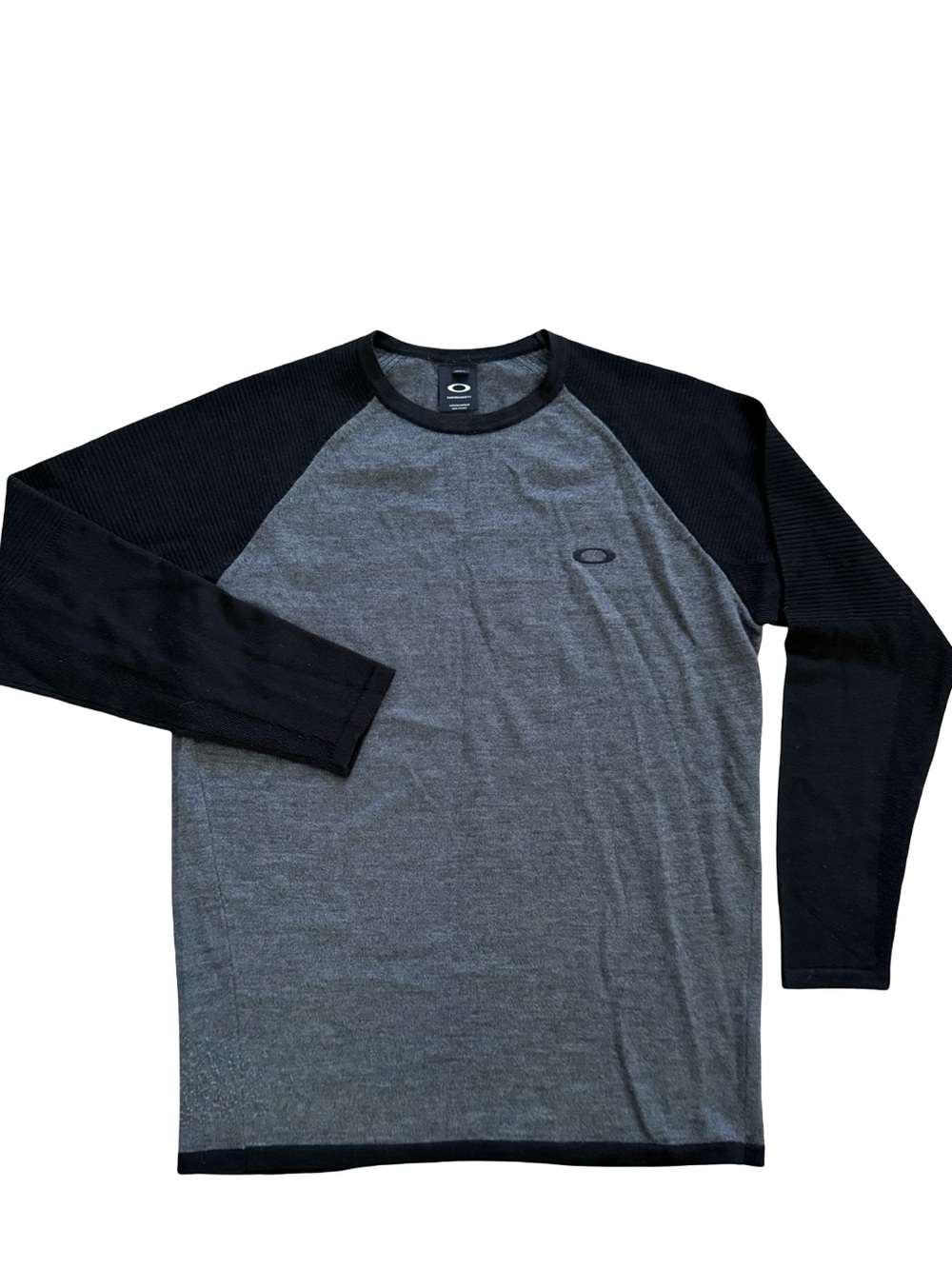 Oakley Crew Engineered Knit Shirt Large Wool Blend Charcoal Black Italy Made